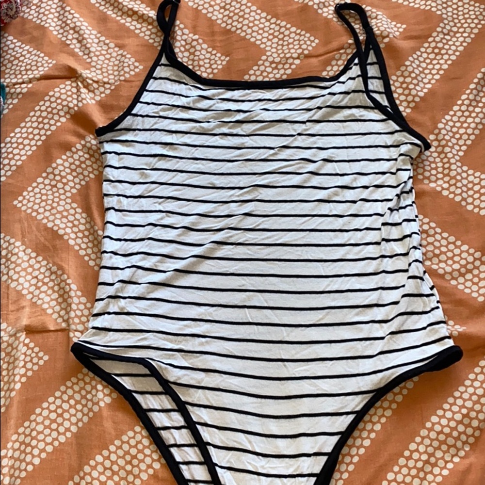 Black and White Striped Bodysuit
